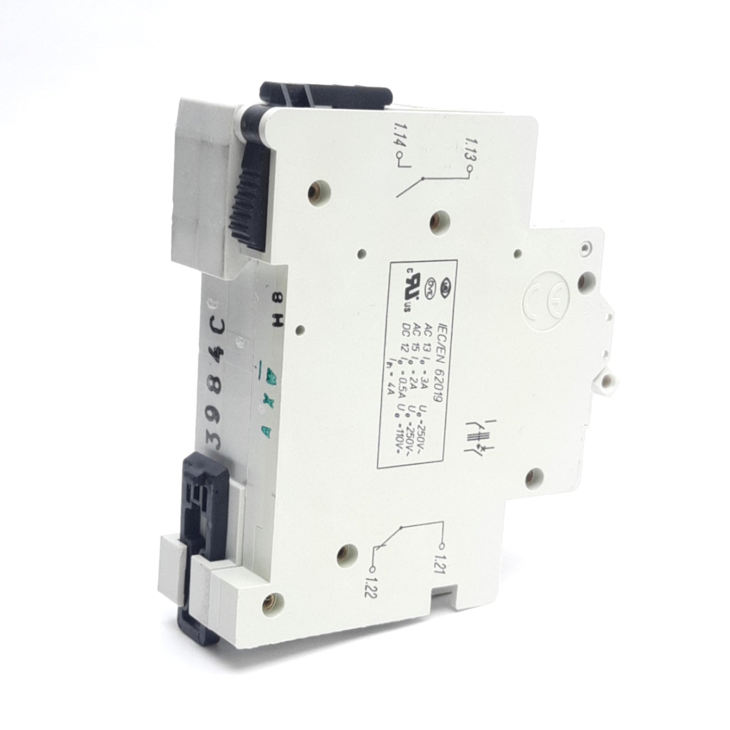 Used Moeller FAZ-C4/1, FAZ-XHI11 Miniature Circuit Breaker With Aux, 240VAC 48VDC, 4A