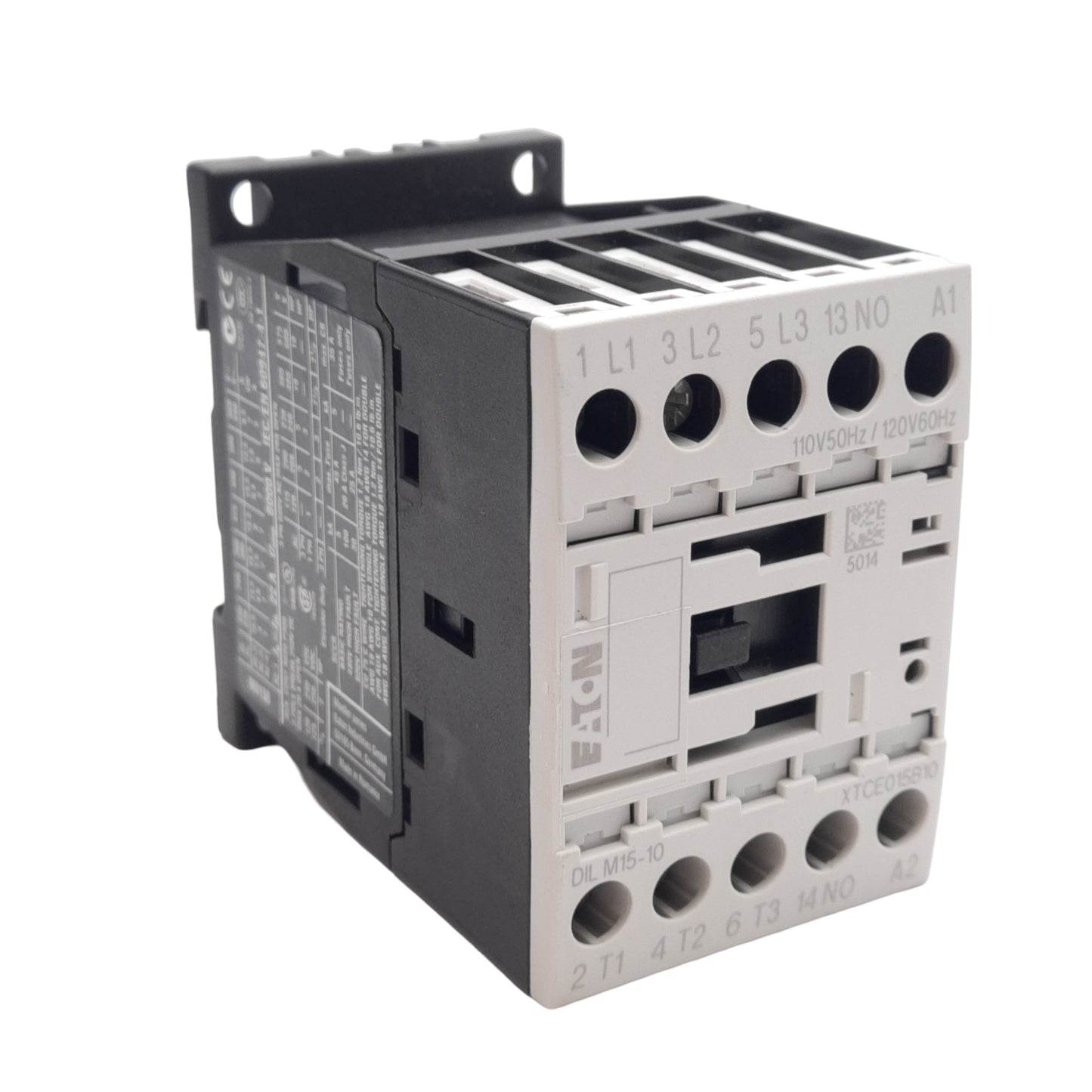Used Eaton XTCE015B10 Contactor, 3-Phase 600VAC 20A, 1NO Aux, 1-10HP, 120VAC Coil