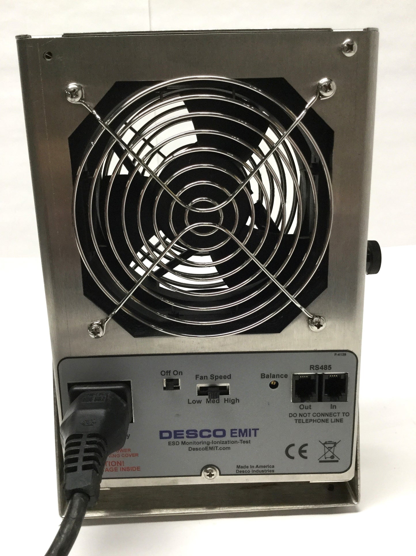 Used Desco EMIT 50670 Zero Volt Benchtop Ionizer, Stainless Steel, 220VAC w/UK Plug