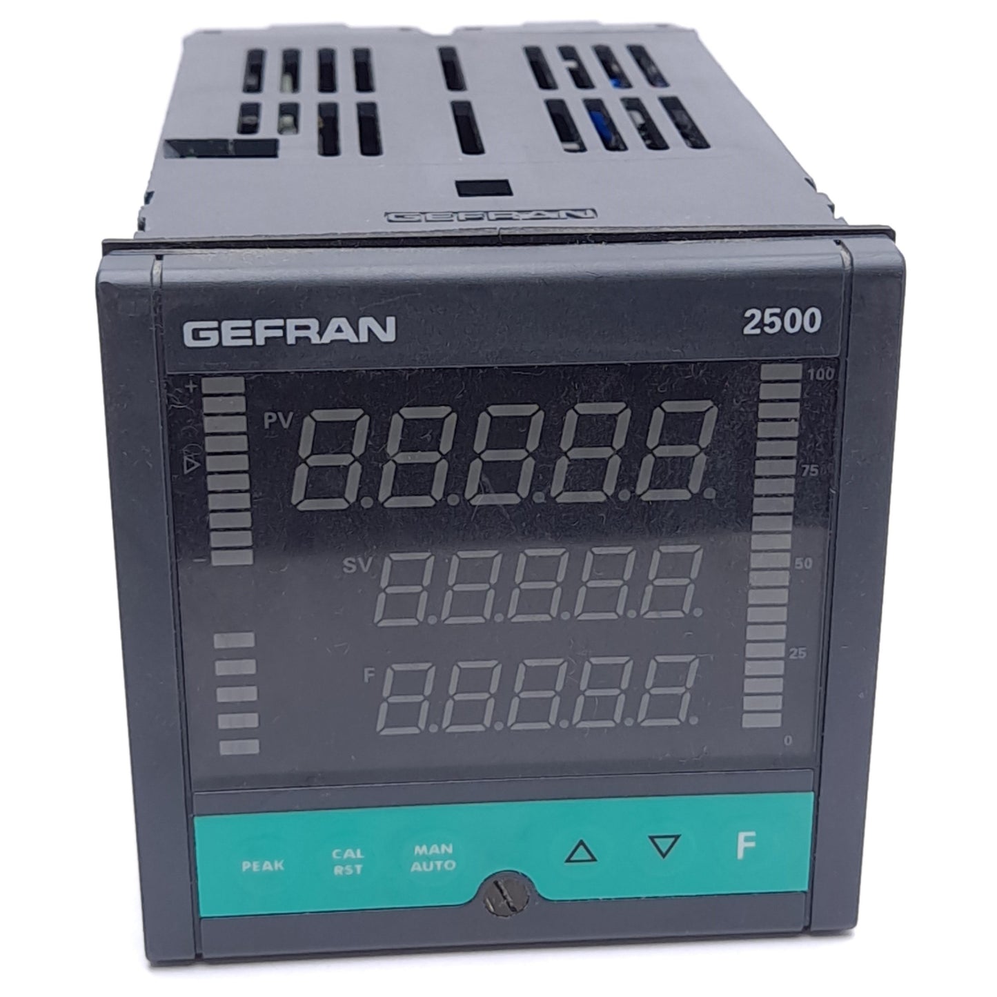 Used Gefran F033697 2500-1-0-0-0-2-1 PID Controller, 1/4 DIN, 1-Loop, 100-240VAC/DC