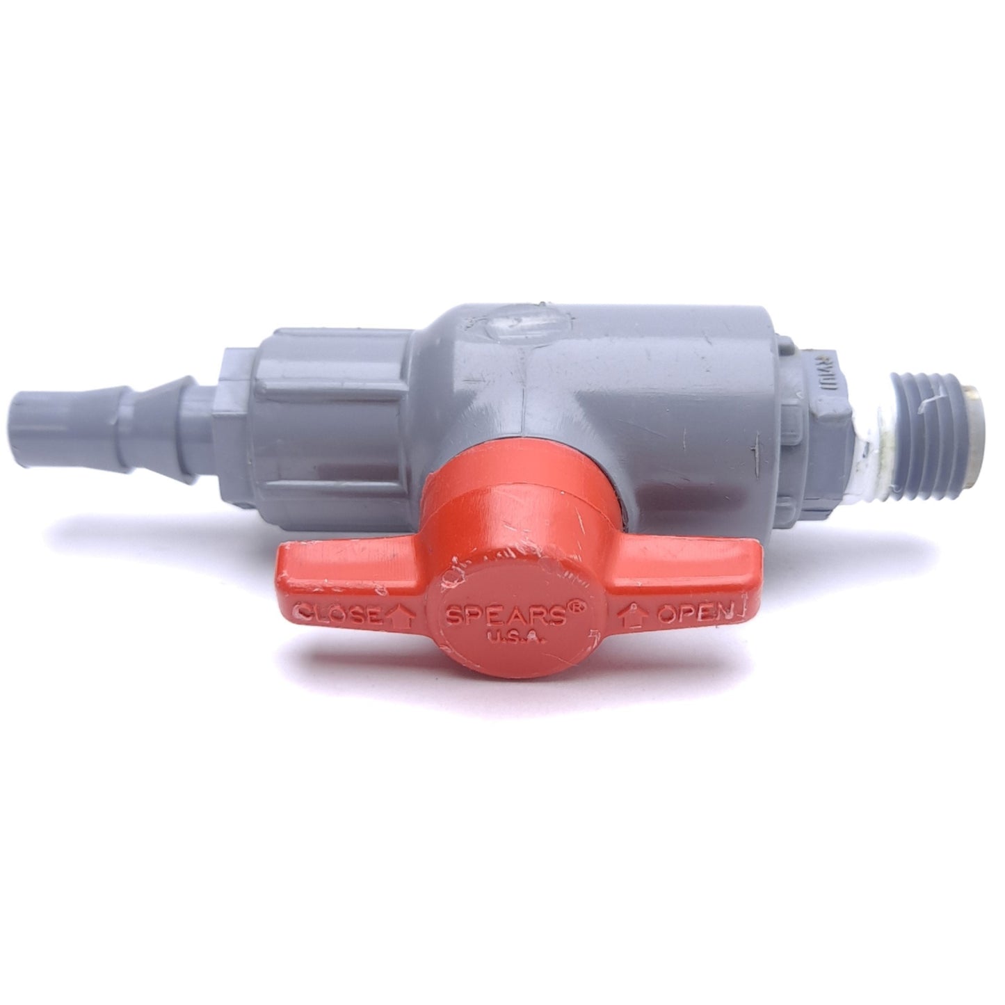 Used Spears 1529-002C Lab Ball Valve, CPVC, 150psi, 1/4in MNPT, 3-7/8in Length