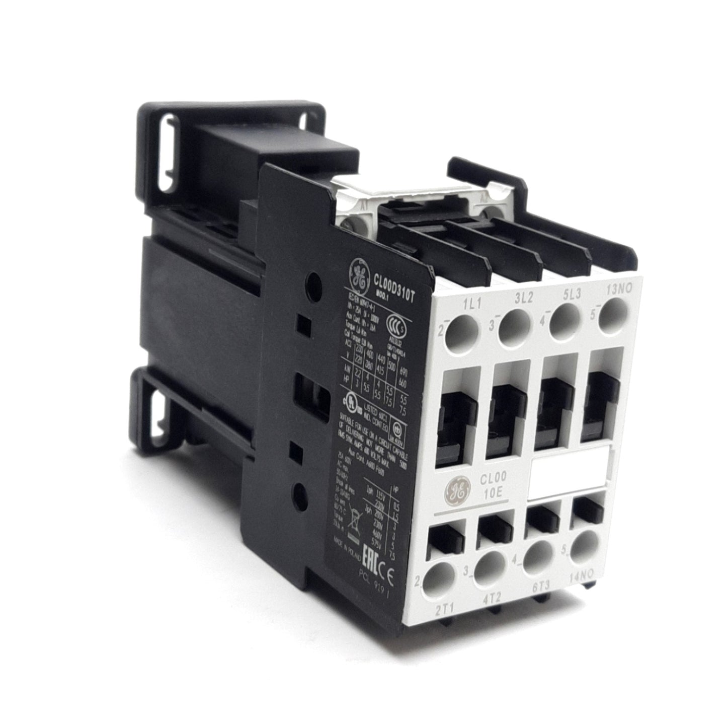 New General Electric CL00D310TD Contactor, 3-Pole + NO Aux, 25A Contact, 24VDC Coil