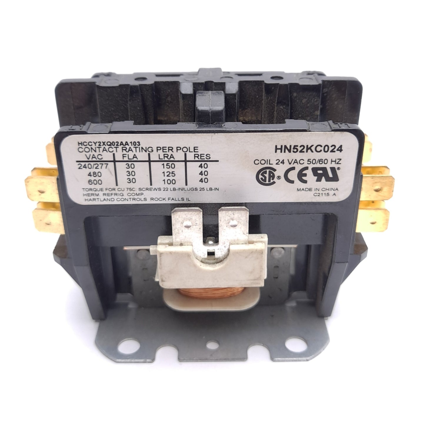 New Carrier HN52KC024 Contactor, 2-Pole, 30A, 24VAC Coil, For Carrier HVAC
