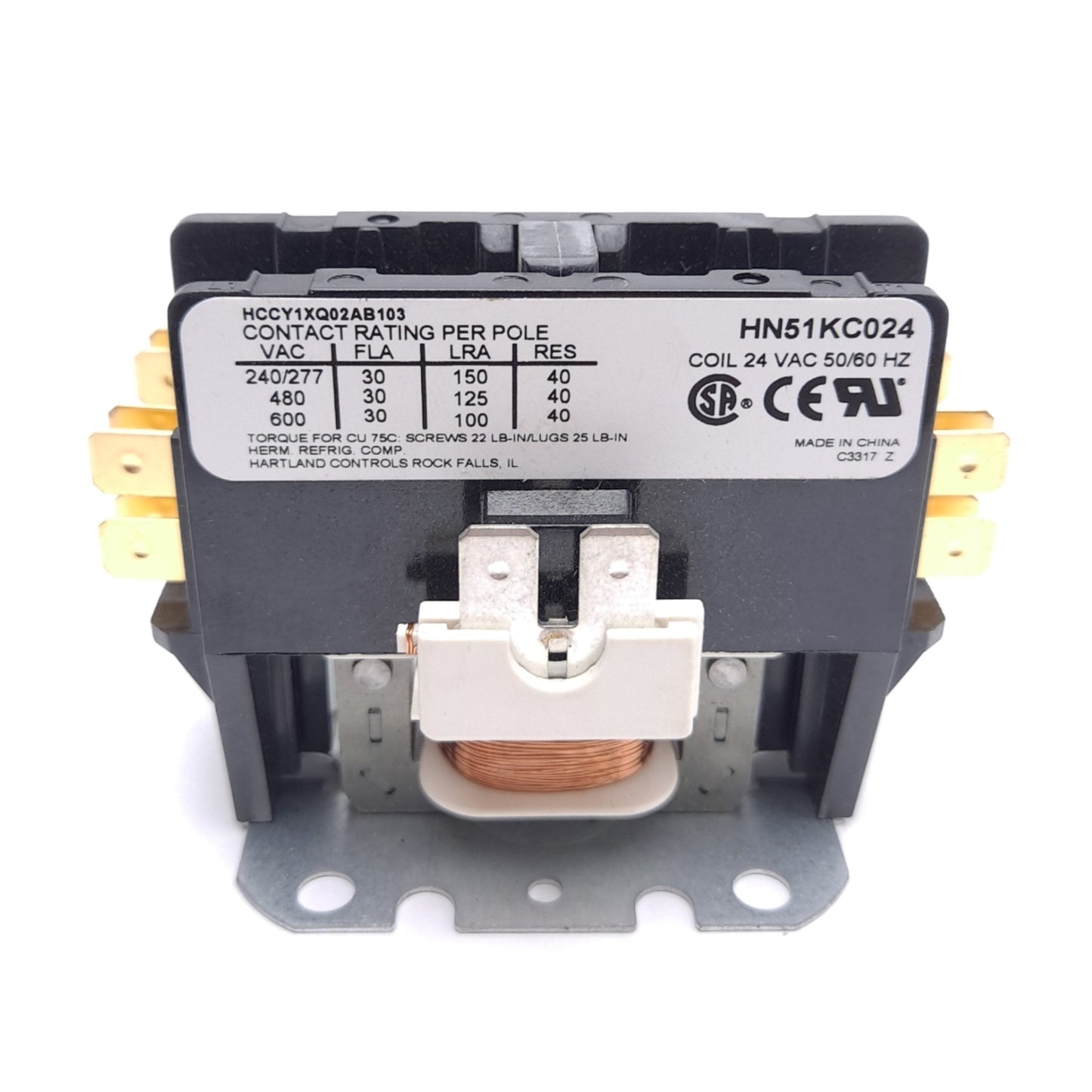 New Carrier HN51KC024 Contactor, 1-Pole, 30A, 24VAC Coil, For Carrier HVAC