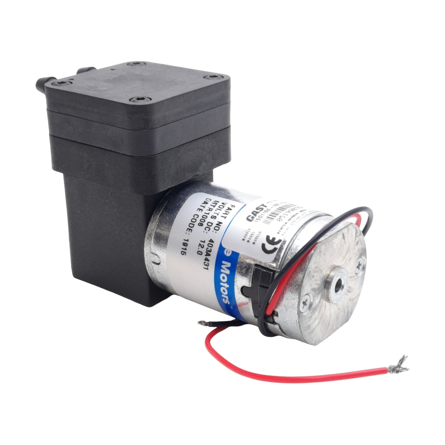 New GAST 15D1150-101-1006 Oilless Diaphragm Pump, 12VDC, 20in Hg to 20PSI, 7LPM