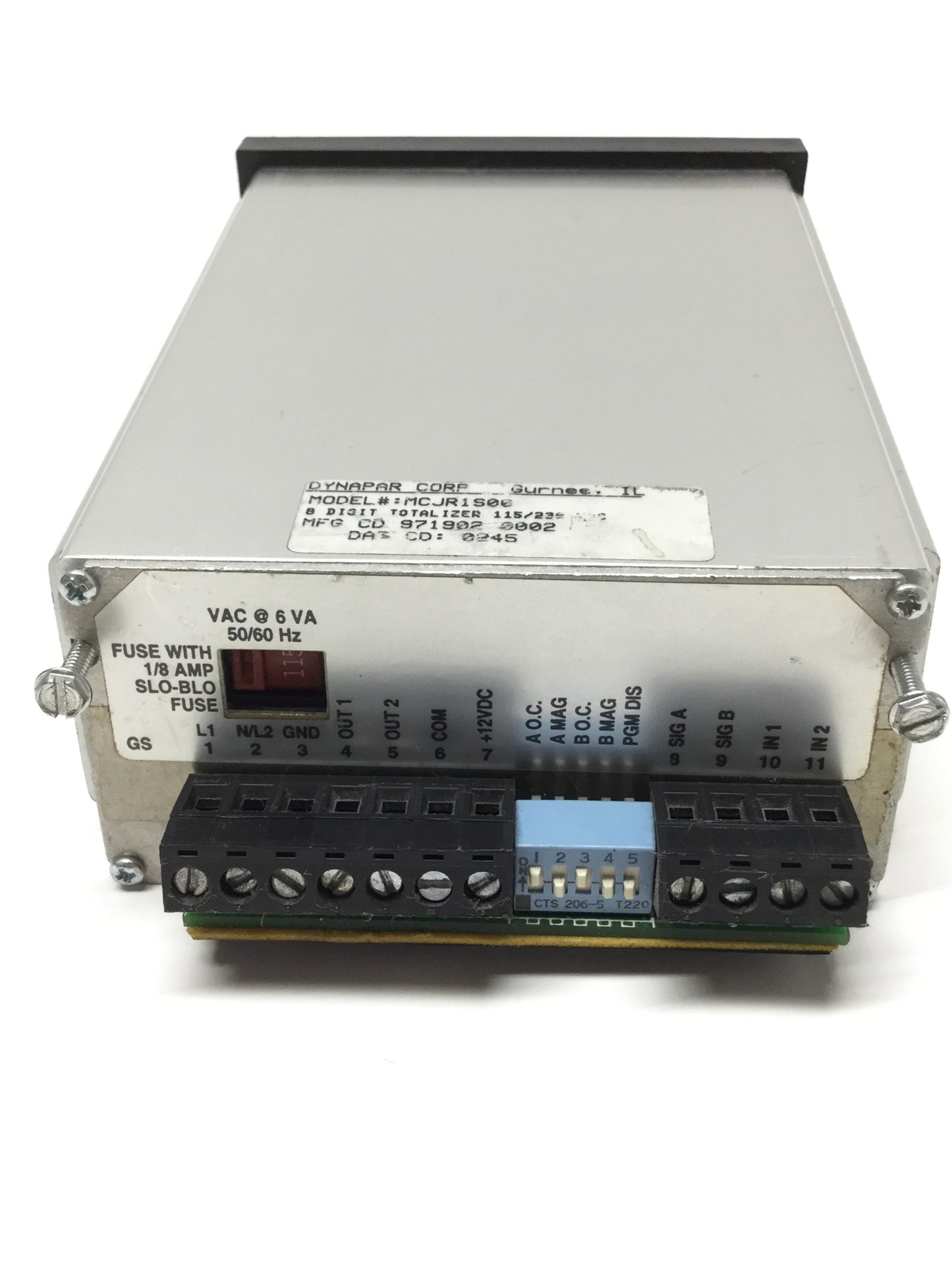 Used Dynapar MCJR1S00 Max Jr Count 1 Digital Totalizer 8-Digit Meter, 115/230VAC
