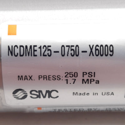 New – Open box SMC NCDME125-0750-X6009 Stainless Steel Cylinder, ø1-1/4in Bore, 7.5in Stroke