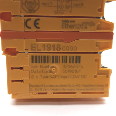 Used Beckhoff EL1918 Digital Input Module, 8x 1/2-Wire TwinSAFE, 24VDC