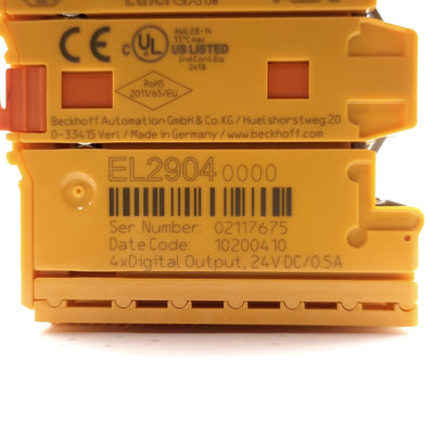 Used Beckhoff EL2904 Digital Output Module, 4x 1/2-Wire 24VDC .5A TwinSAFE, 24VDC