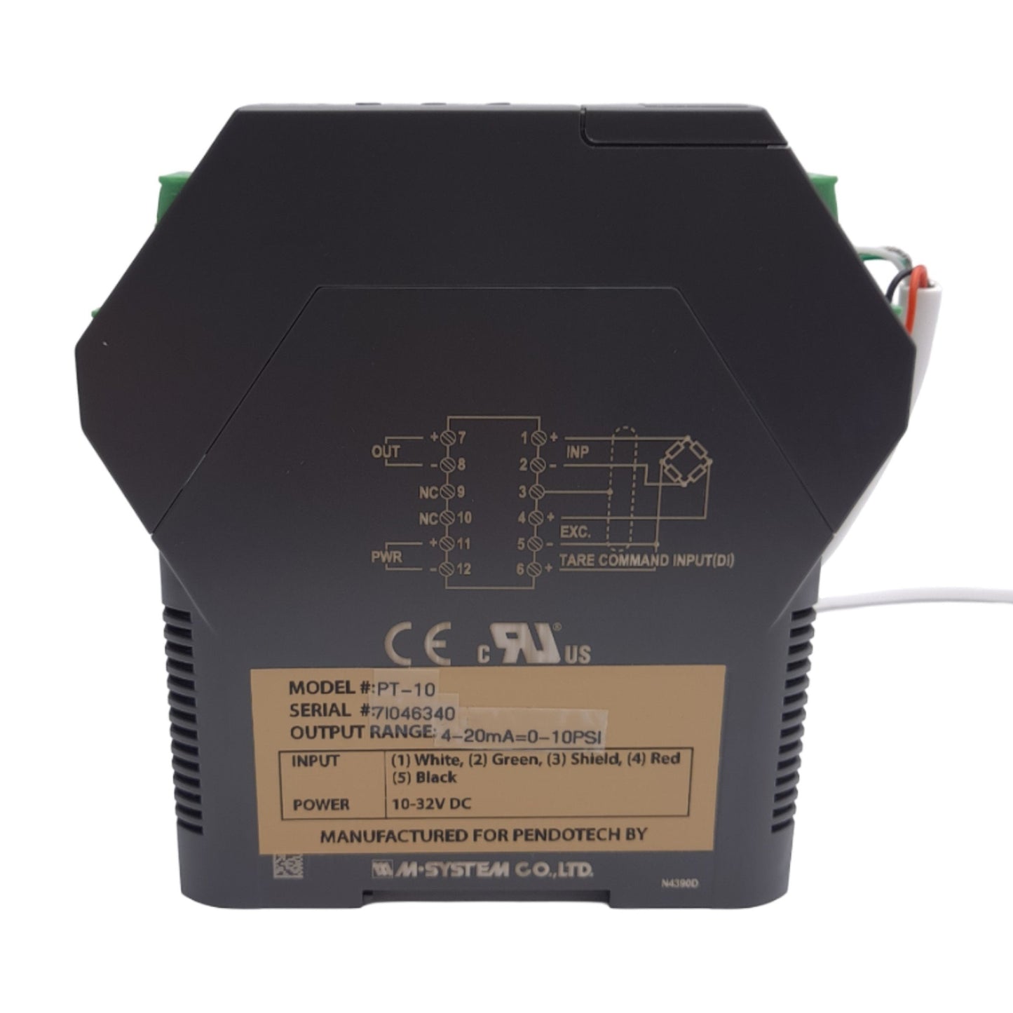 New – Open box Pendotech PT-10 Pressure Sensor Transmitter, 4-20mA Output, 0-10psi, DIN Rail