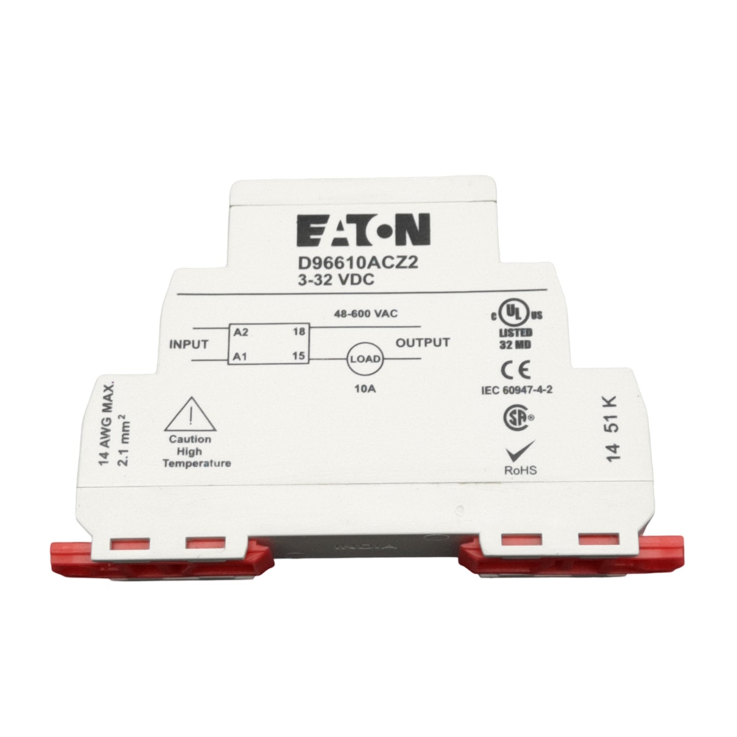 New Eaton D96610ACZ2 Solid State Relay, SPST-NO, 10A, 3-32VDC Input, 48-600V Output