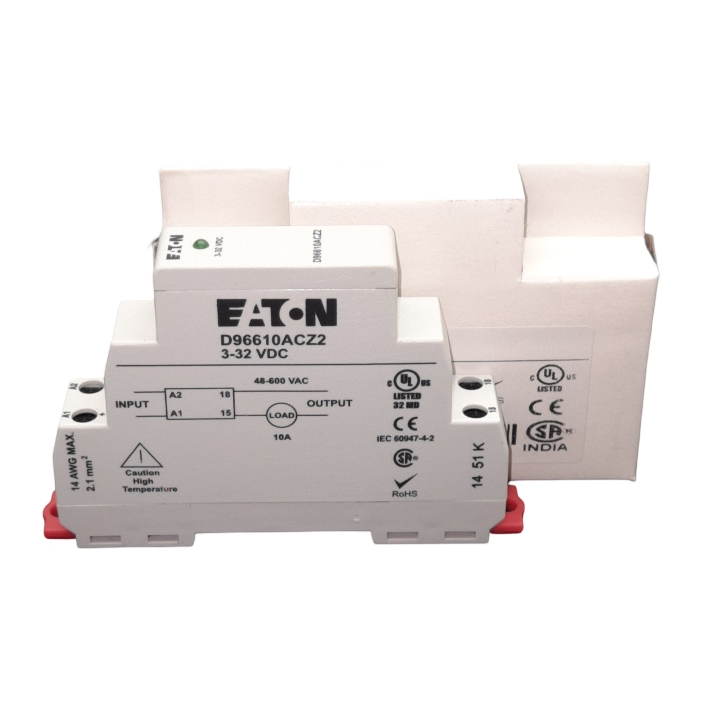 New Eaton D96610ACZ2 Solid State Relay, SPST-NO, 10A, 3-32VDC Input, 48-600V Output