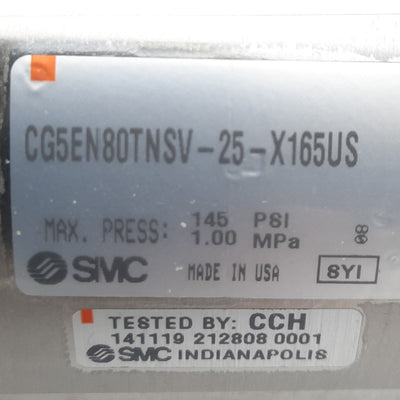 New SMC CG5EN80TNSV-25- X165US Cylinder, Bore 80mm, Stroke 25mm, Port 3/8in NPT