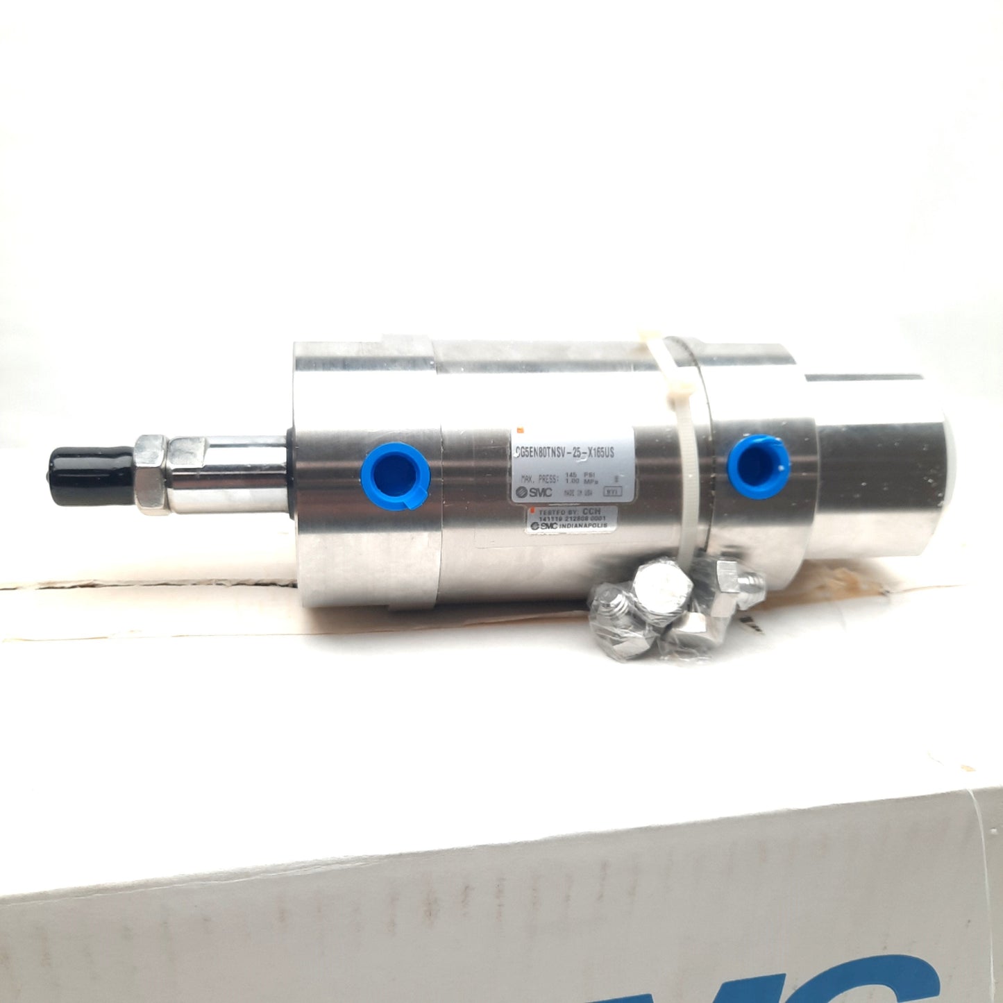 New SMC CG5EN80TNSV-25- X165US Cylinder, Bore 80mm, Stroke 25mm, Port 3/8in NPT