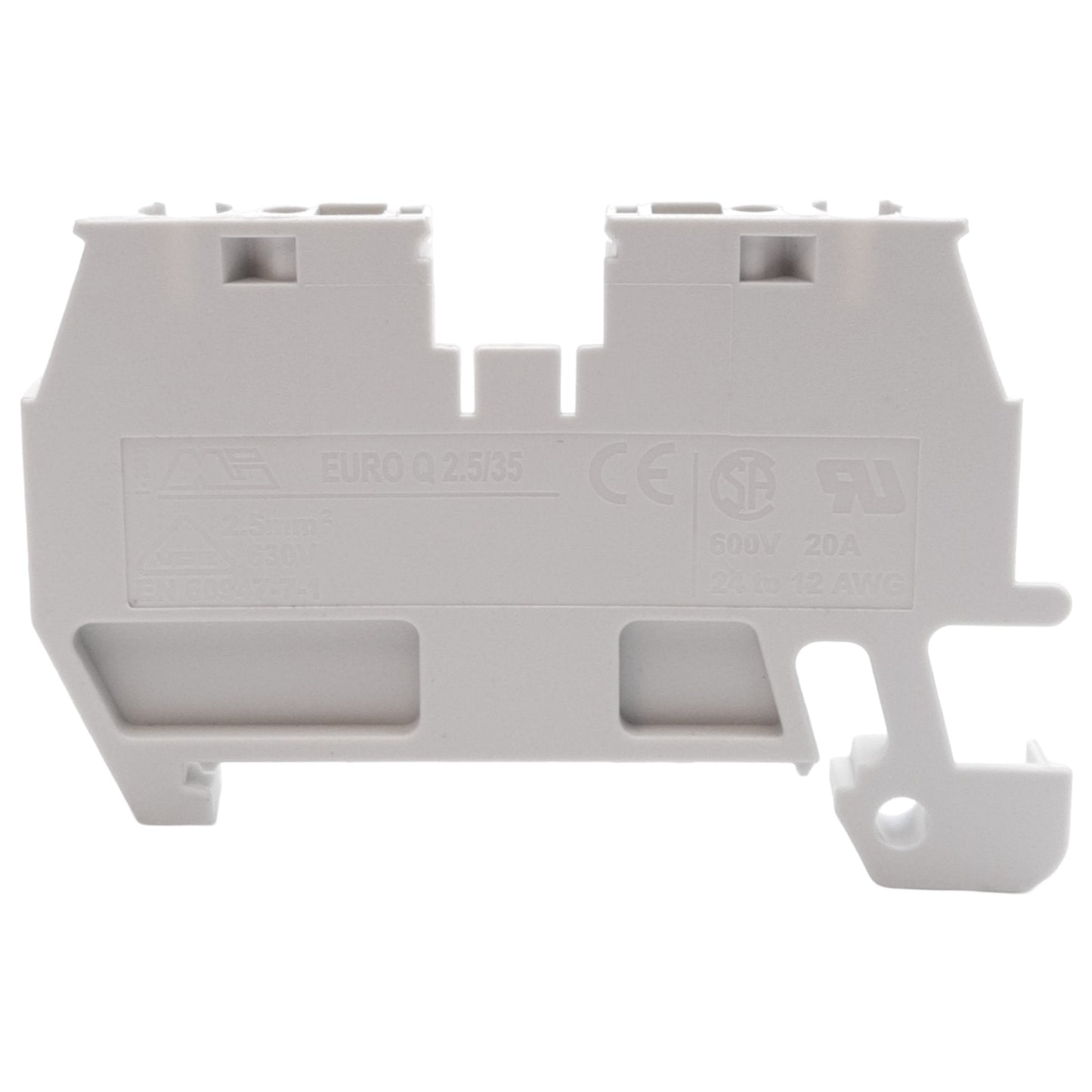 New Lot of 50 DINnectors DN-Q12-A Feedthrough Terminal Block, 600V 20A, DIN Rail