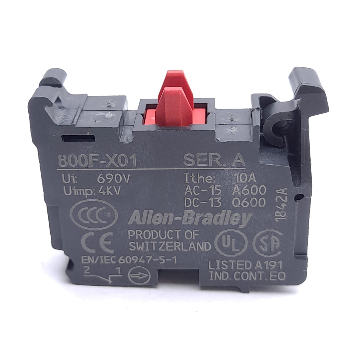 New Allen Bradley 800F-MX11 Contact Cartridge W/ Latch Mount, 1x N.O. 1x N.C.