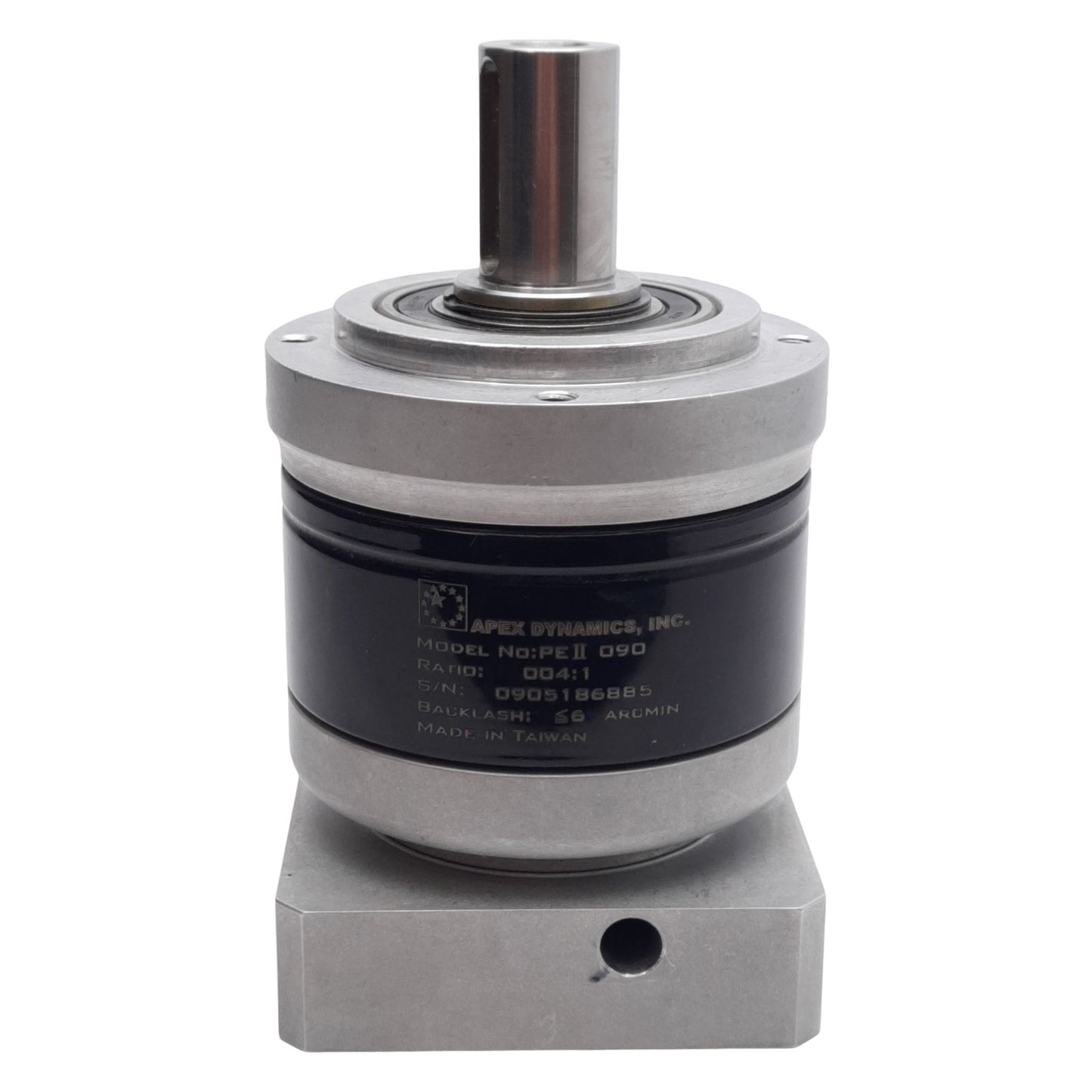 Used Apex Dynamics PEII090-004 Planetary Gearbox 4:1, ø7/8in Shaft, ø1/2in Input