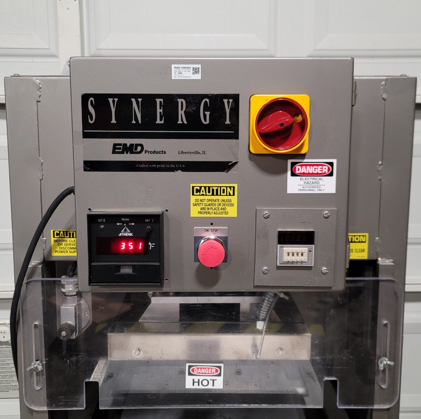 Used EMD Products Synergy I Tray Sealer 10" x 14" x 4" Trays, 120VAC 20A, 125psi 4CFM
