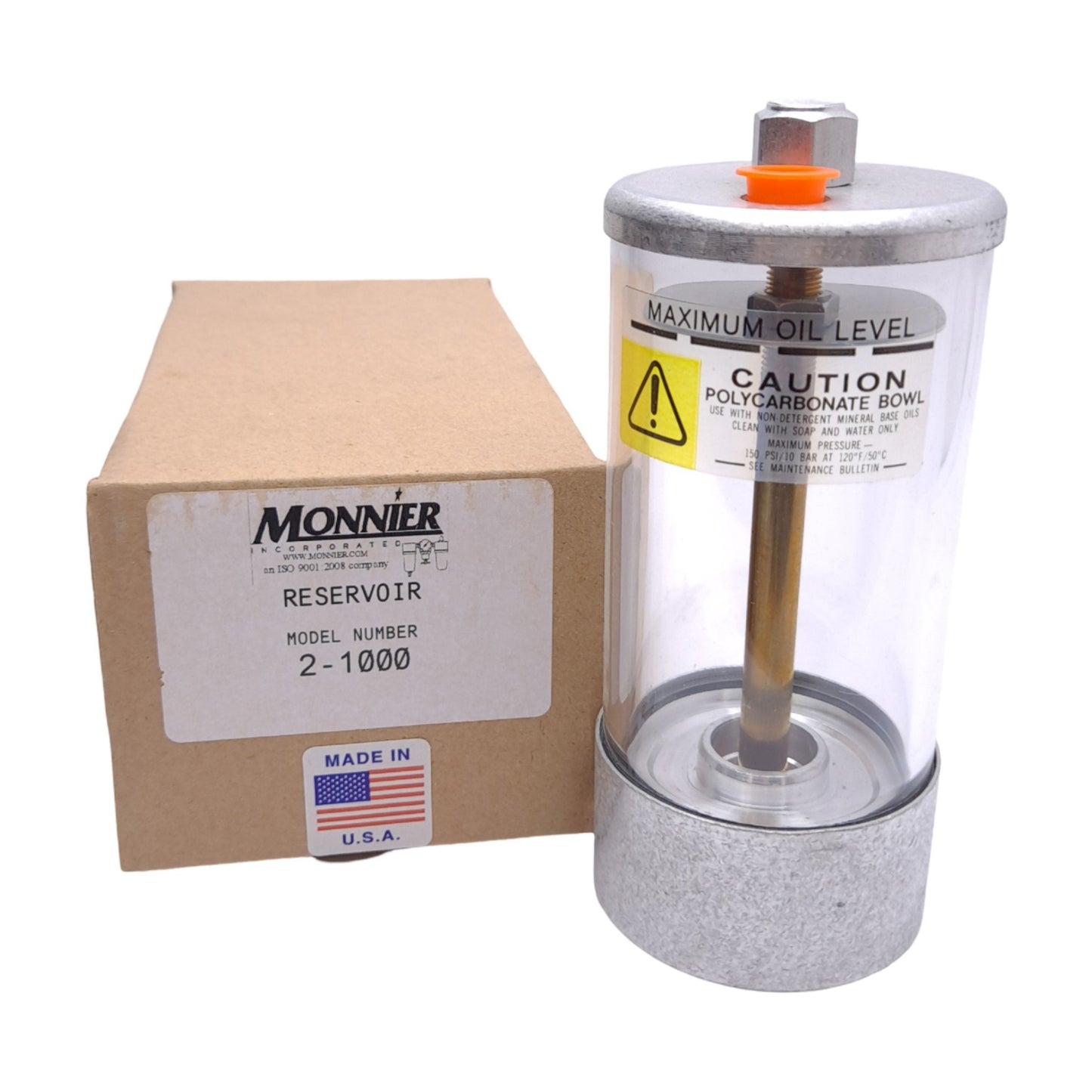 New Monnier 2-1000 Air/Oil Reservoir, 12in³/6.65oz Capacity, 3/8in NPT Port