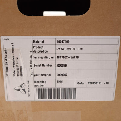 New Wittenstein Alpha LPK 120-M02-10-111 Right Angle Bevel Gearbox, 10:1 Ratio