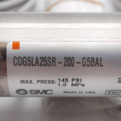 New – Open box SMC CDG5LA25SR-200-G5BAL Stainless Steel Cylinder, ø25mm Bore, 200mm Stroke, M5
