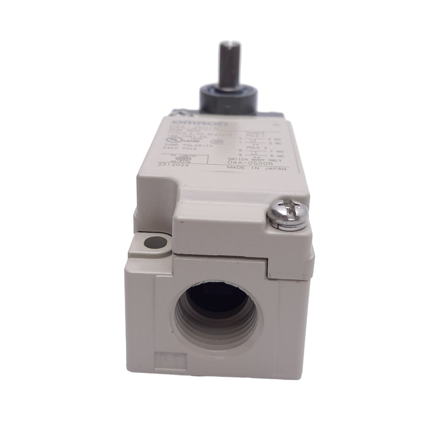 New Omron D4A-2501N Limit Switch, DPDT, Side Rotary Actuator, 1/2in NPT Conduit