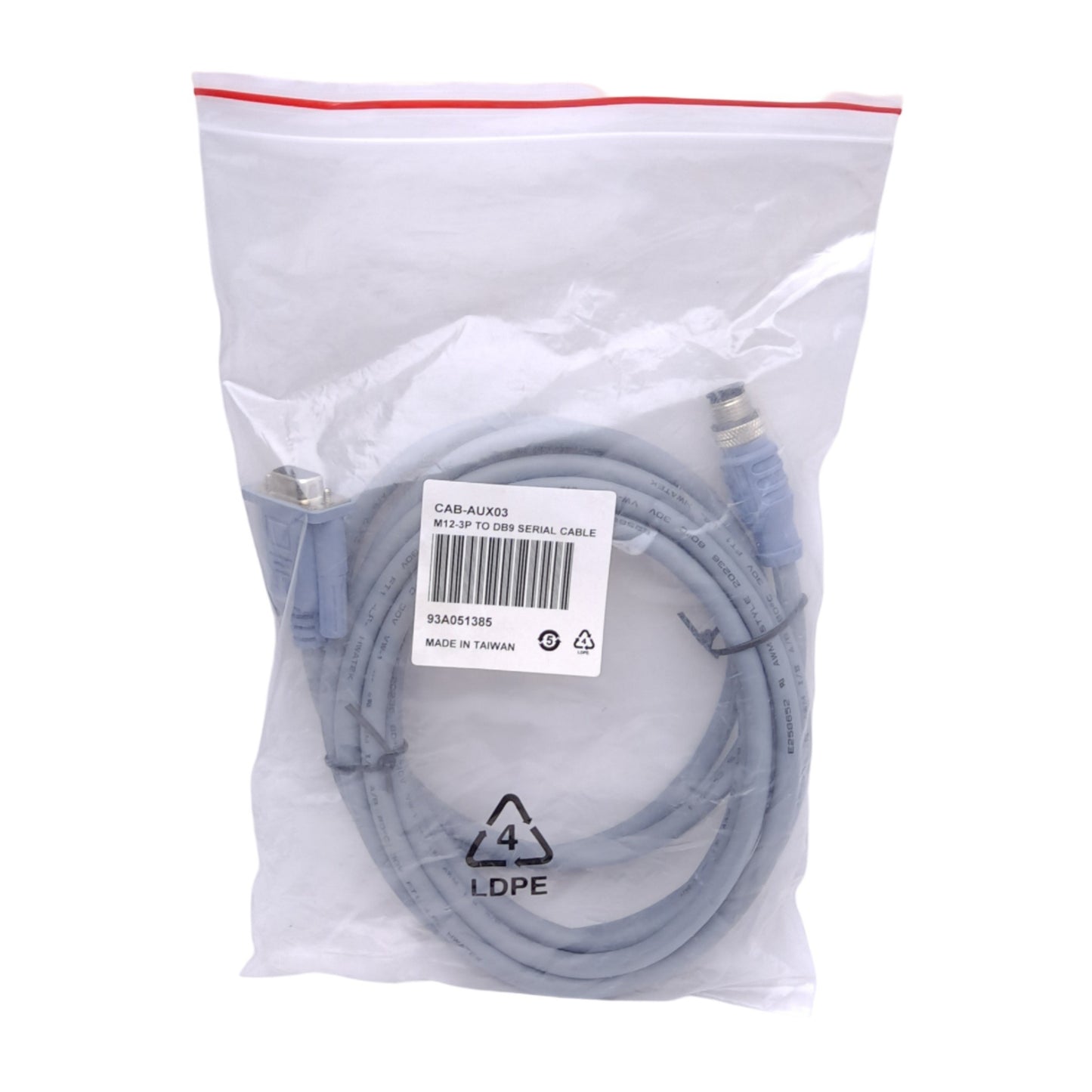 New Datalogic 93A051385 CAB-AUX03 Cable, M12 3-Pin Male to DB9 Female, 3m Length