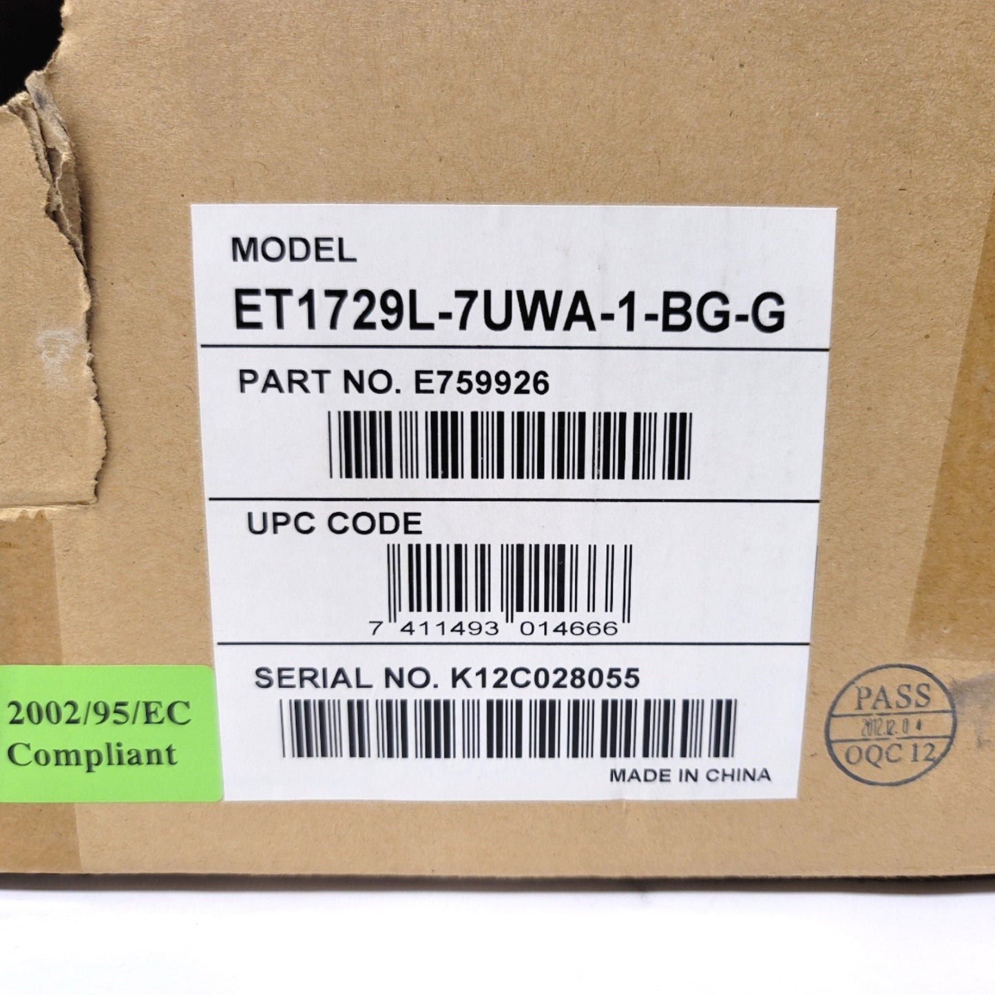 New ELO ET1729L-7UWA-1-BG-G AccuTouch Touchscreen Display 17" LCD, 1280 x 1024, USB