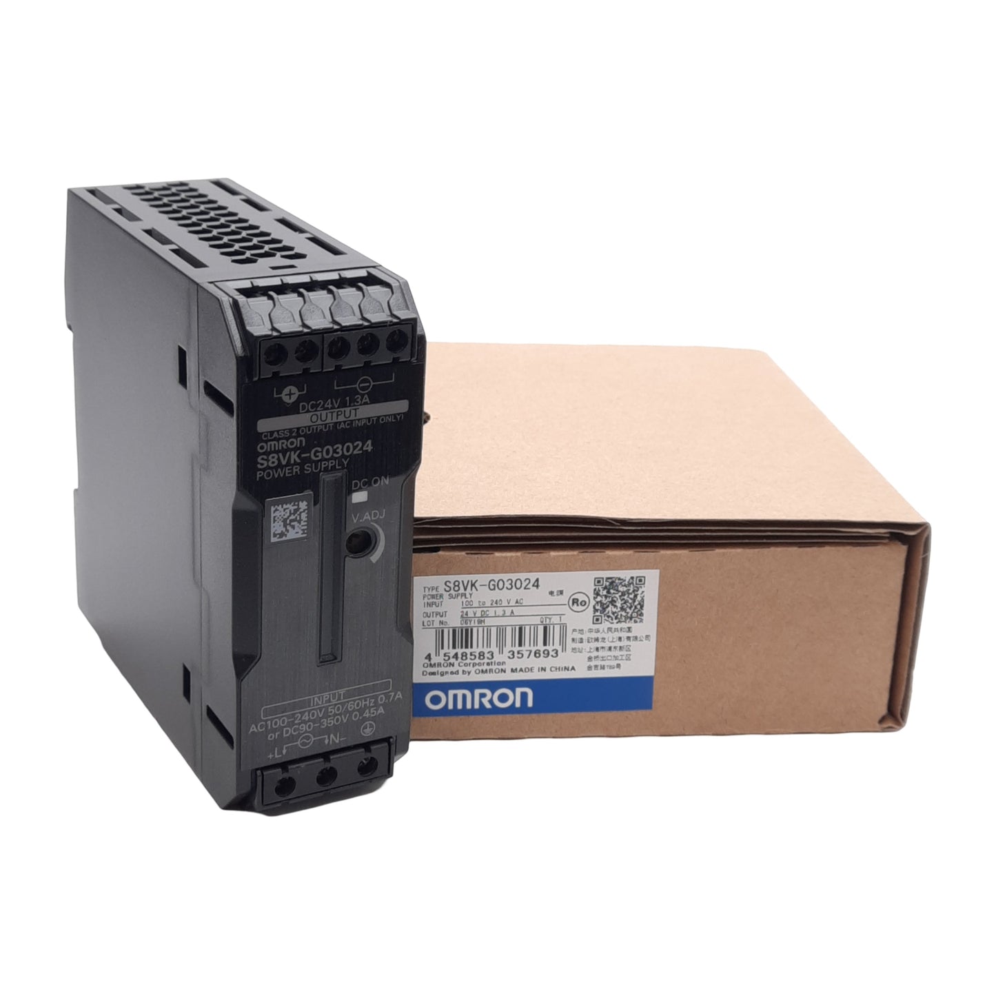 New Omron S8VK-G03024 Power Supply, 100-240VAC/90-350VDC Input, 24VDC 1.3A Output