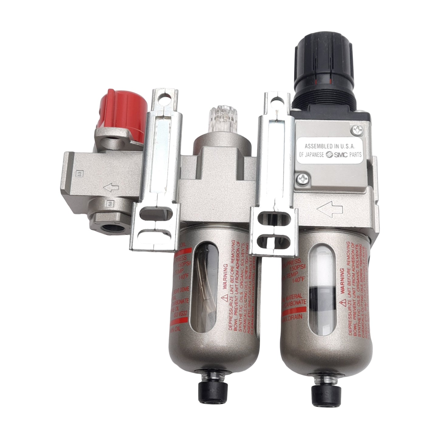 New SMC AC20A-N01G-V-3CZ Filter Regulator + Lubricator 150PSI, 5µm Filter, 1/2in NPT