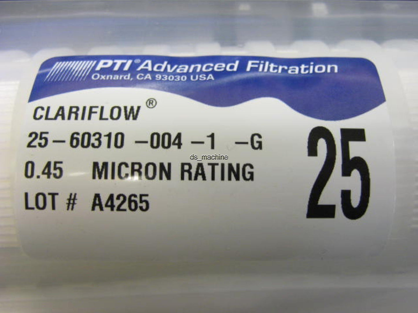 New PTI Advanced Filtration 25-60310-004-1-G Clariflow Filter 0.45µm 10"