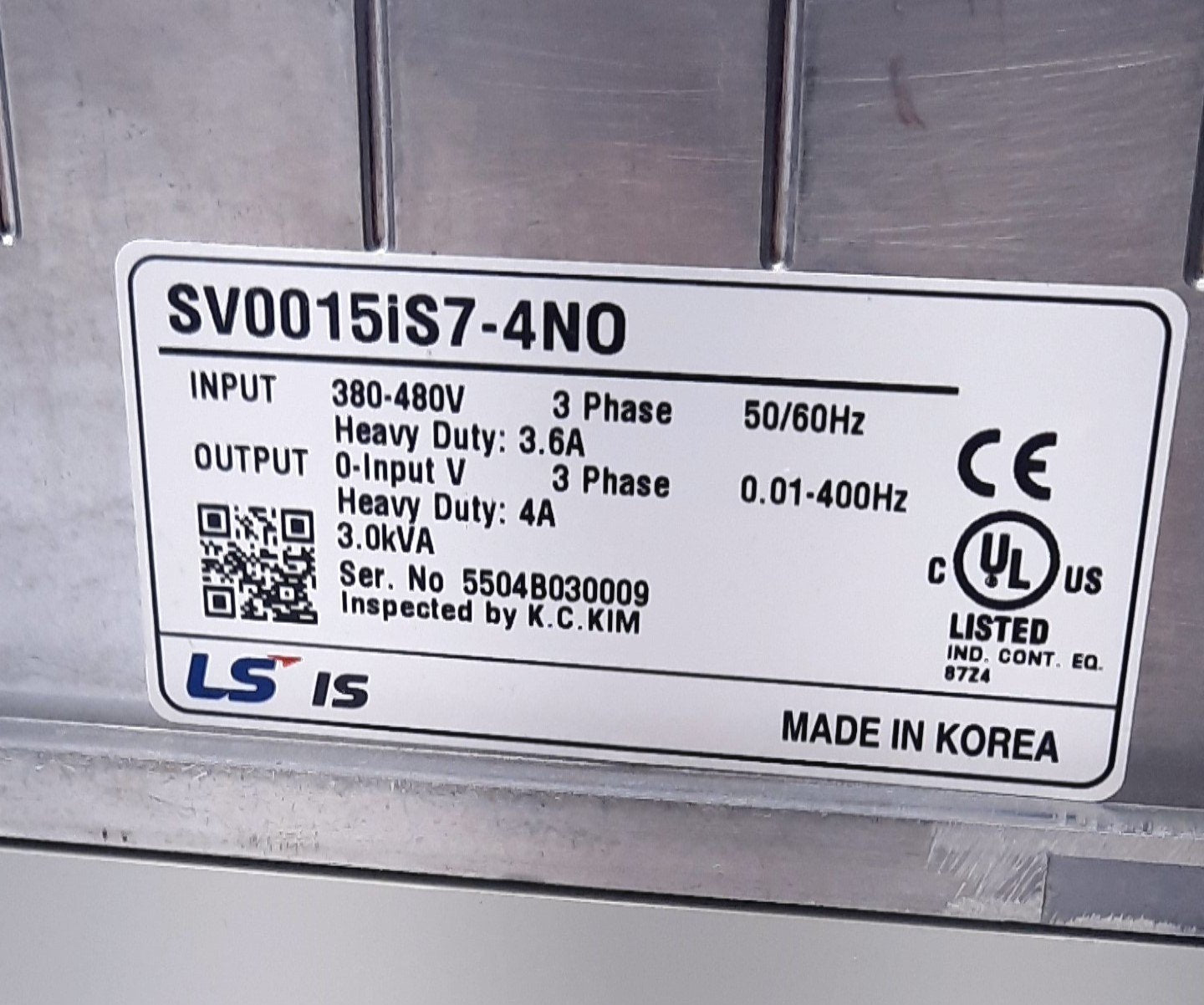 New LS Electric SV0015iS7-4NO Variable Speed Drive 3 Phase 480V 4A 2HP, 3HP