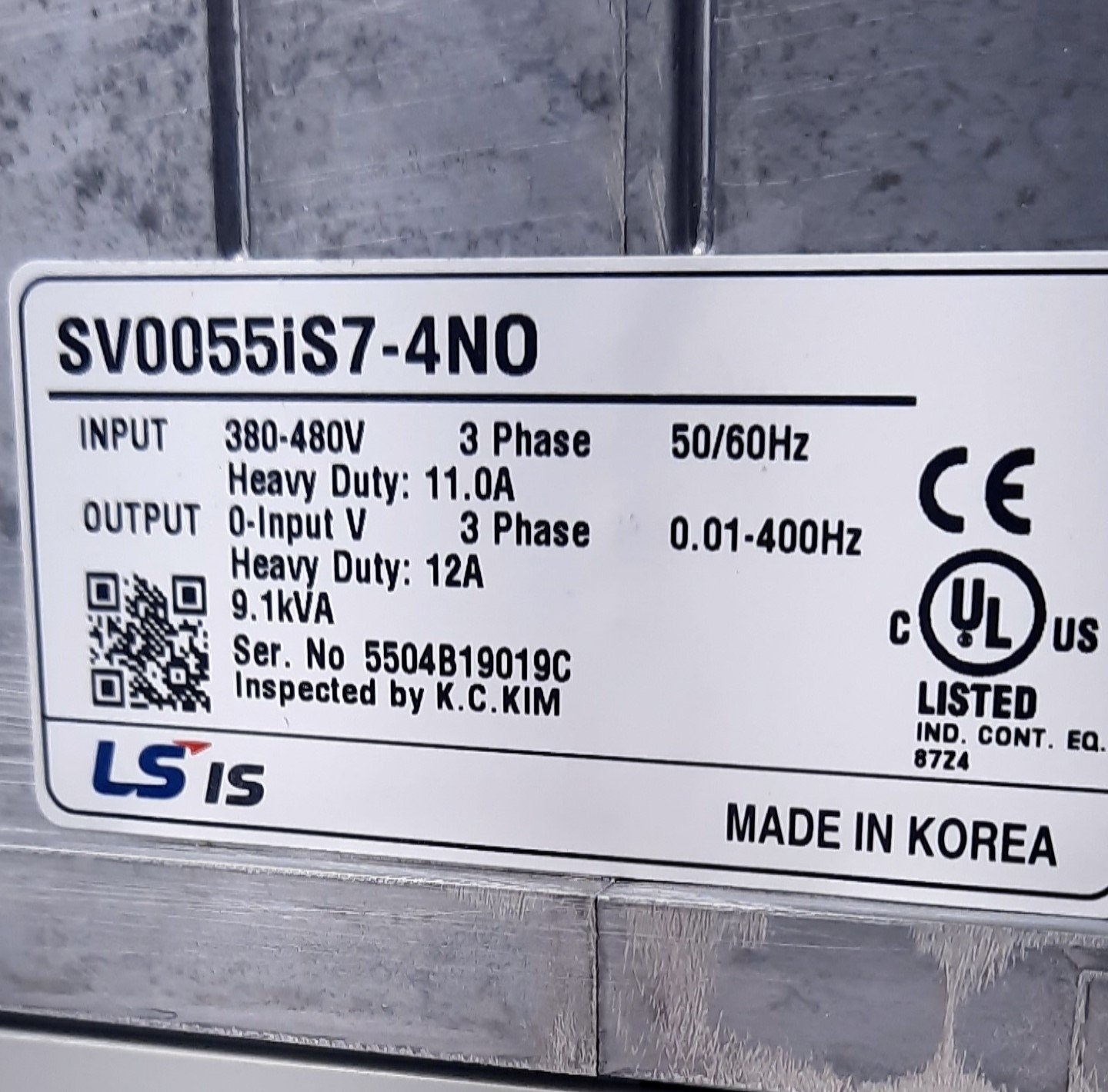 New LS Electric SV0055IS7-4NO Variable Frequency Drive 3 Phase 480VAC 16A 12A 10HP