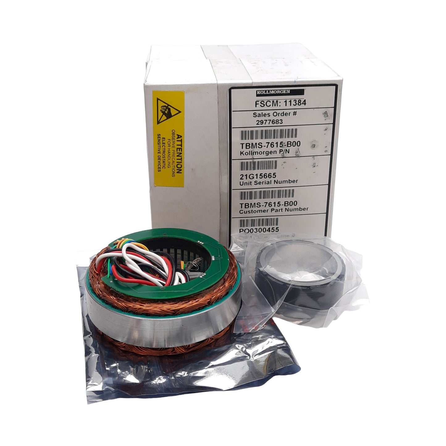 New Kollmorgen TBMS-7615-B00 Frameless Motor, 24VDC 14.3A, 130oz-in, 76mm Frame