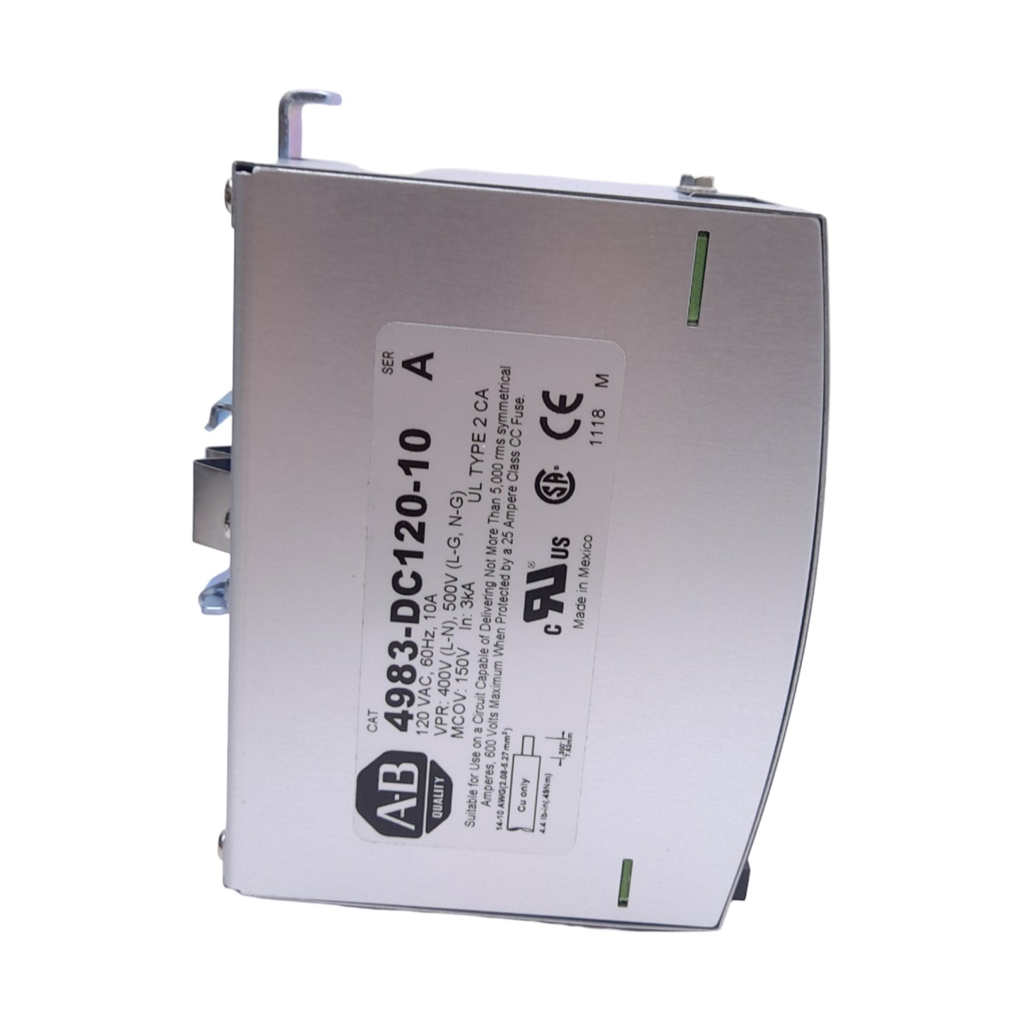 New Allen Bradley 4983-DC120-10 Filter & Surge Protector, 120VAC, 10A, DIN Rail