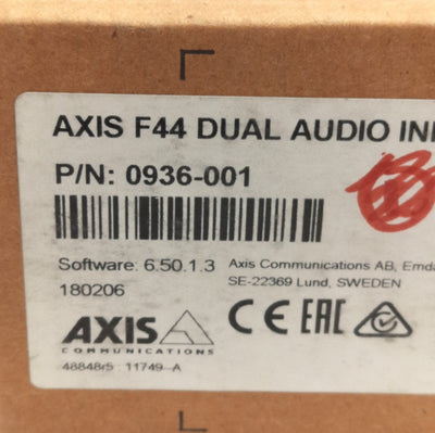 New Axis Communications 0936-001 F44 Dual Audio Input Unit, 8-28VDC, 256MB Flash