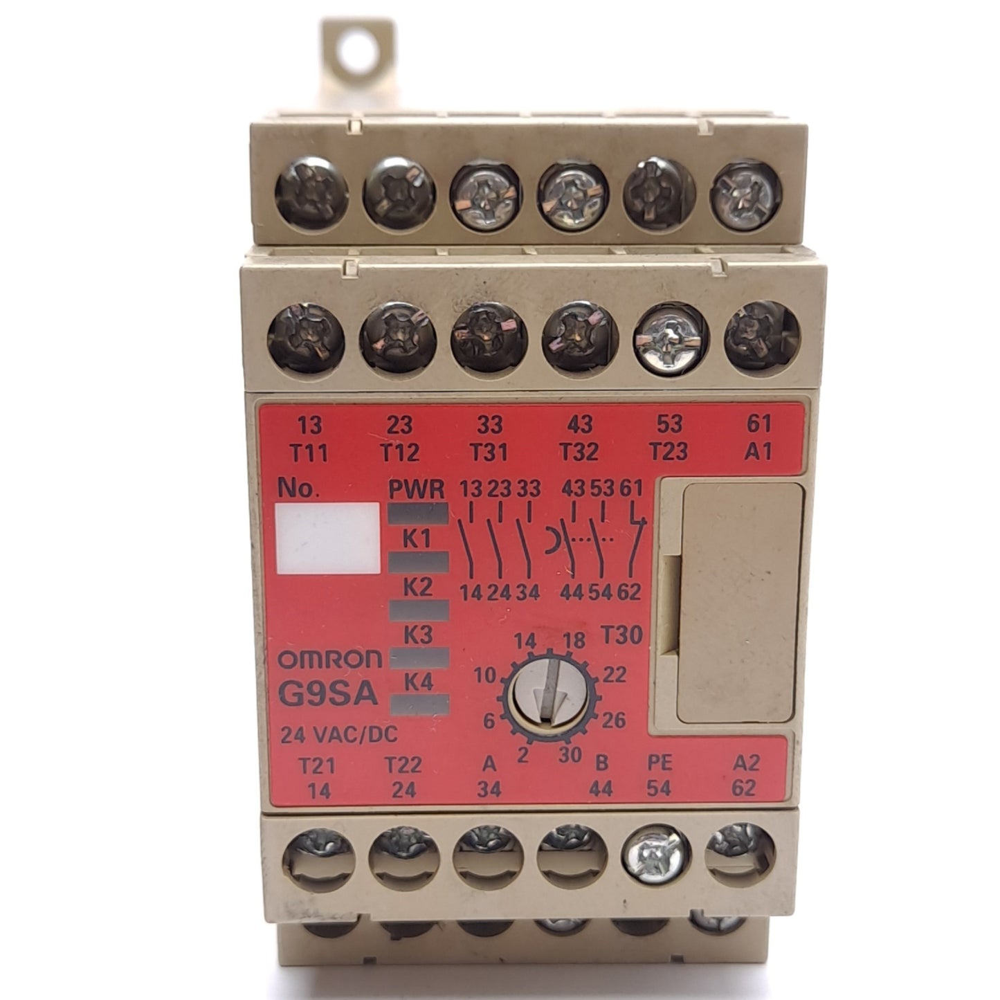 Used Omron G9SA-321-T30 Safety Relay Unit, 24VAC/DC, 3PST-NO, 30-Second Delay