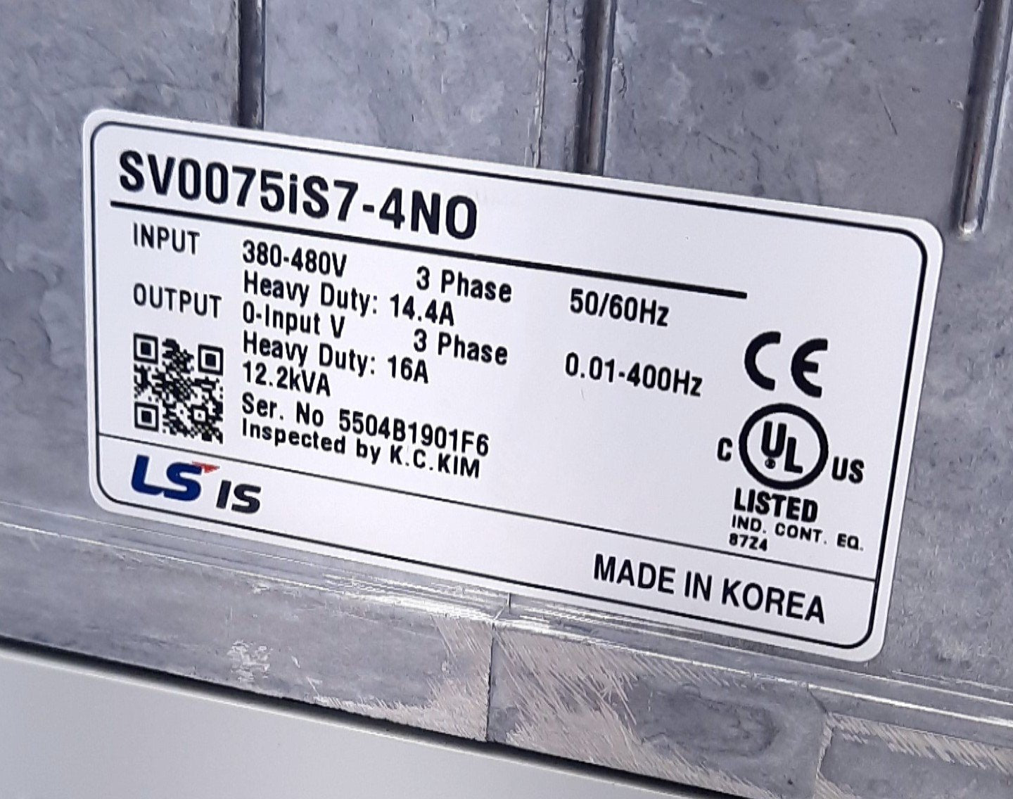 New LS Electric SV0075IS7-4NO Variable Frequency Drive 3 Phase 480VAC 24A 16A