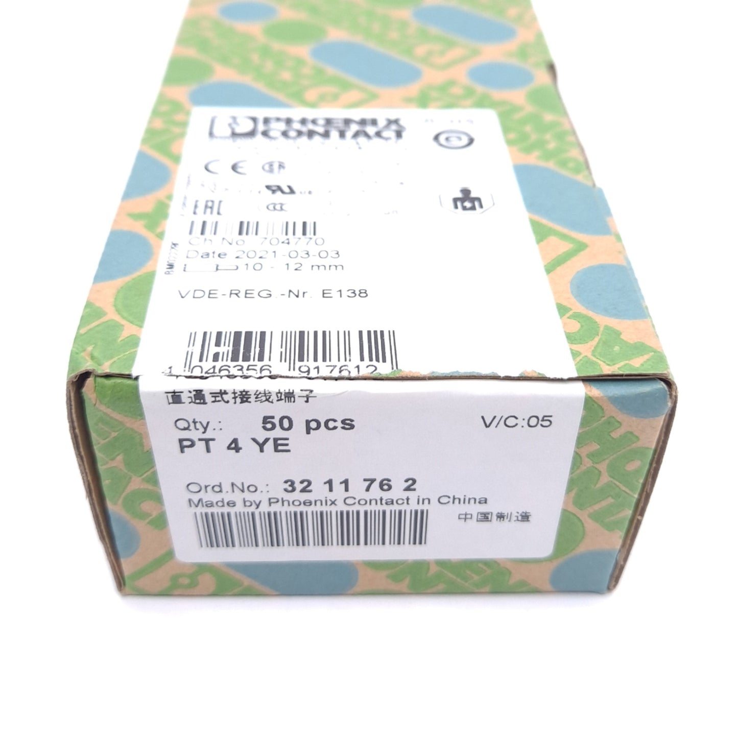 New Lot of 50 Phoenix Contact 3211762 PT 4 YE Terminal Block, 1-Level, 2-Connection