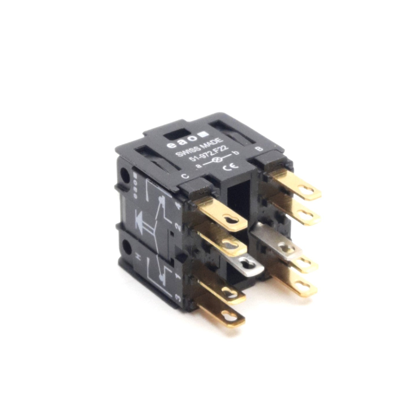 New EAO 51-972.F22 Pushbutton Switch Contact Block Element, 2NO/2NC, 250V 5A, 2-P