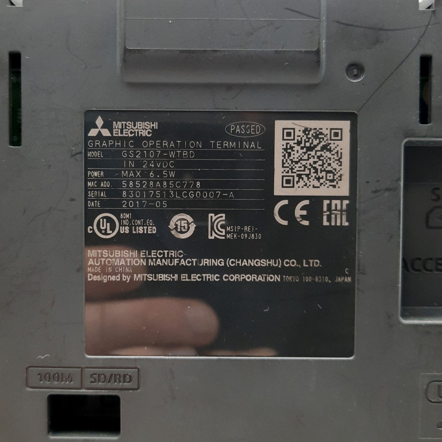Used Mitsubishi GS2107-WTBD HMI Graphic Operator Terminal 7" 800 x 480 SD Card 24VDC