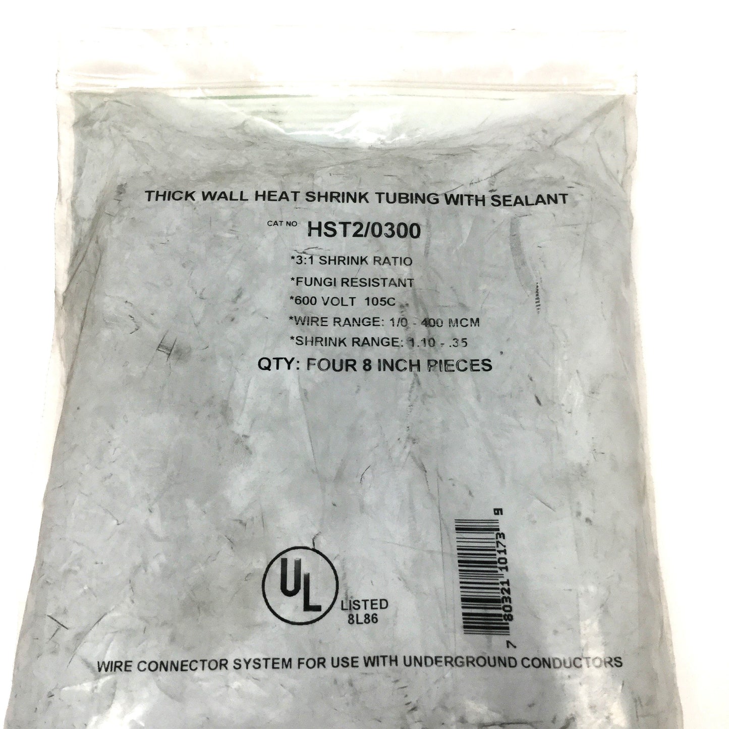 New Bag of 4 EPCO HST2/0300 Heat Shrink Tubes w/ Sealant, 3:1 Ratio, Ø1.1-.35", 8" L