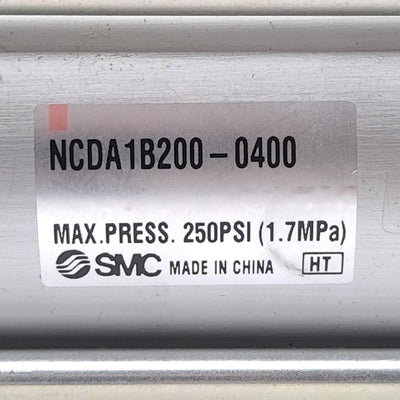 Used SMC NCDA1B200-0400 Pneumatic Cylinder, ø2" Bore, 5" Stroke, 250psi, 3/8" NPTF