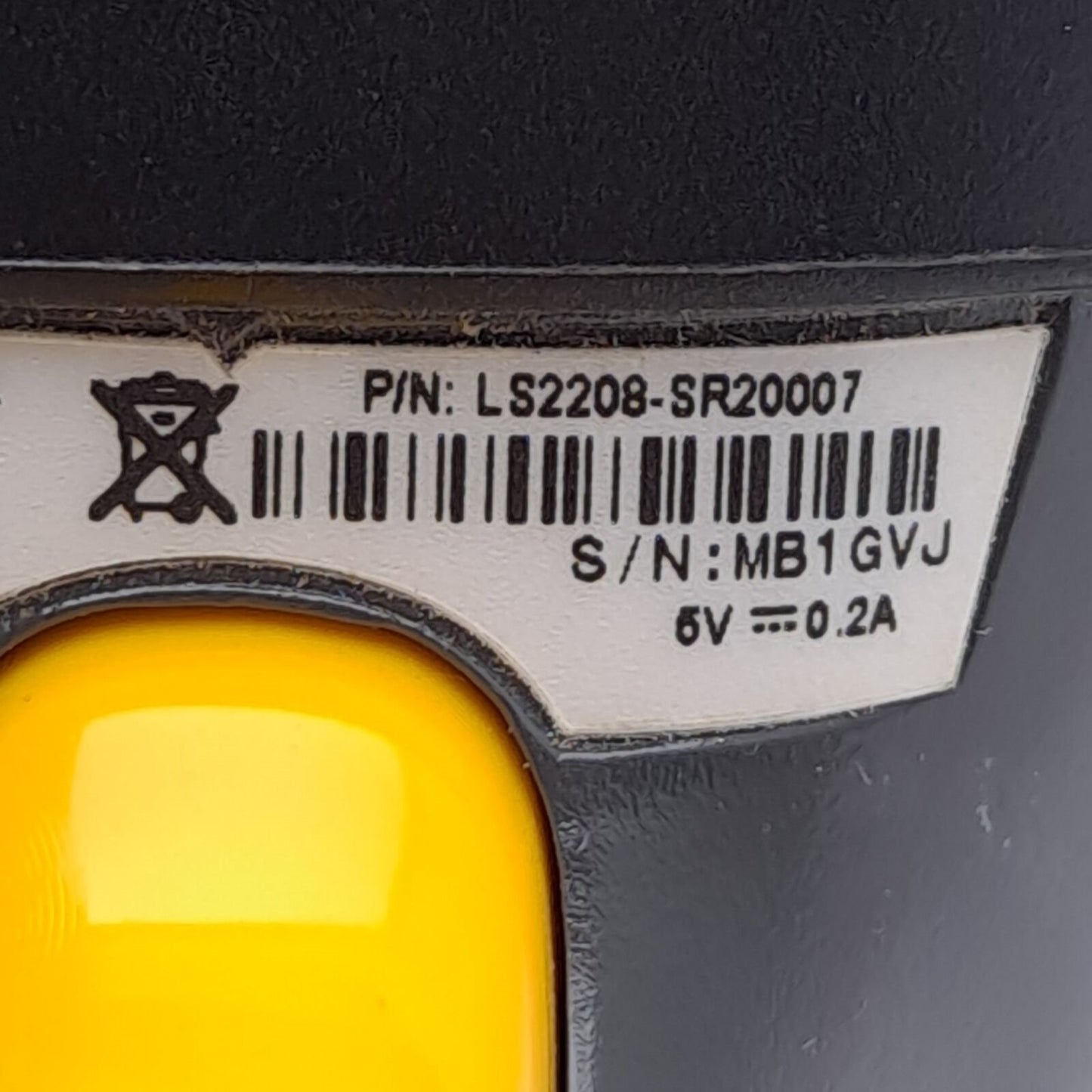 Used Symbol LS2208-SR20007 Barcode Scanner, 100 Scans Per Second, Power: 5VDC 0.2A