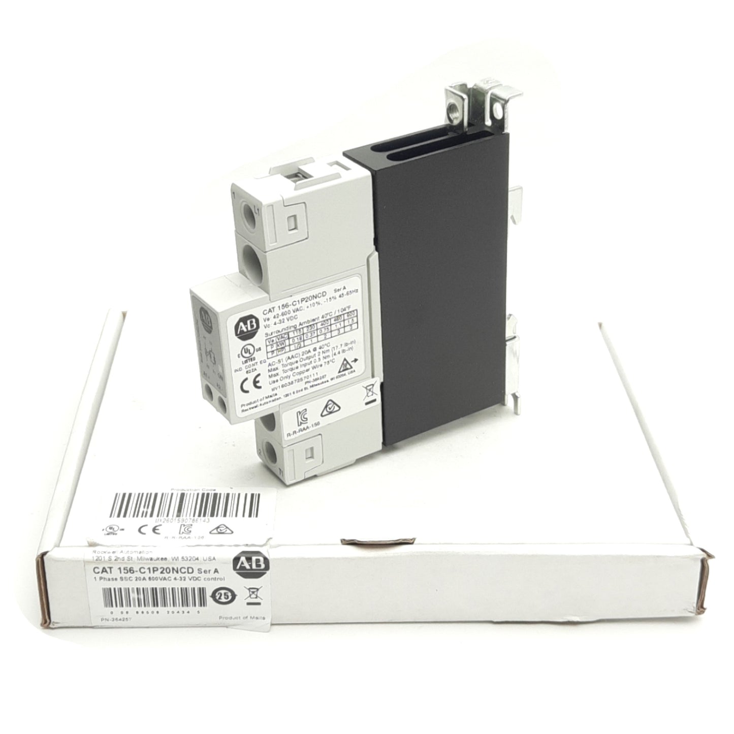 New Allen Bradley 156-C1P20NCD Solid State Contactor, 600VAC 20A, 4-32VDC Control