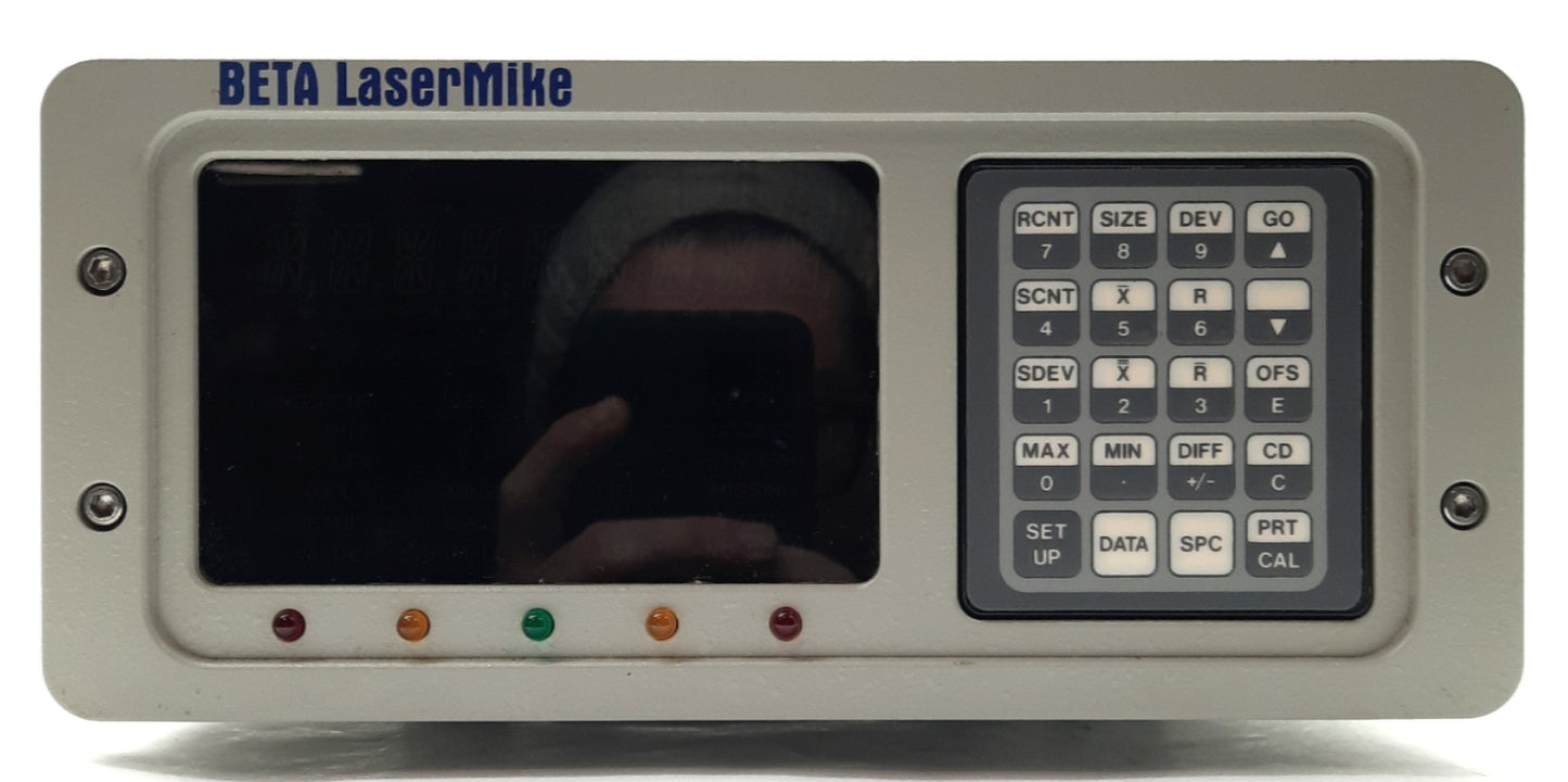 Used BETA Lasermike 1020-10 LASER Micrometer Controller, 2x Heads, 115VAC 2A