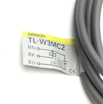 Used Omron TL-W3MC1 Inductive Proximity Sensor, 3mm, 12-24VDC, NPN NO, 3-Wire