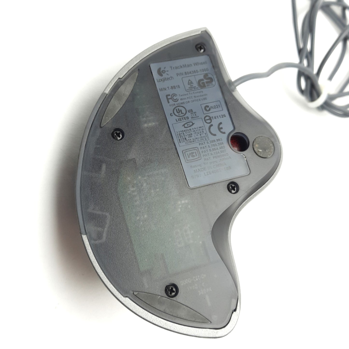 Used Logitech 804360-1000/T-BB18 Trackman Wheel Optical Trackball Mouse, USB-A