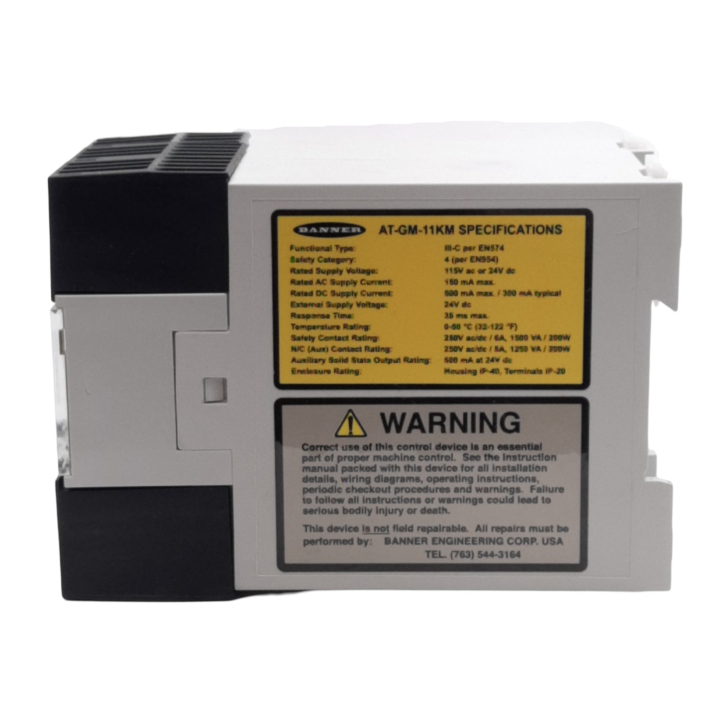 New Banner AT-GM-11KM Dou-Touch Two-Hand Control Module, 115VAC/24VDC, N.C. Aux