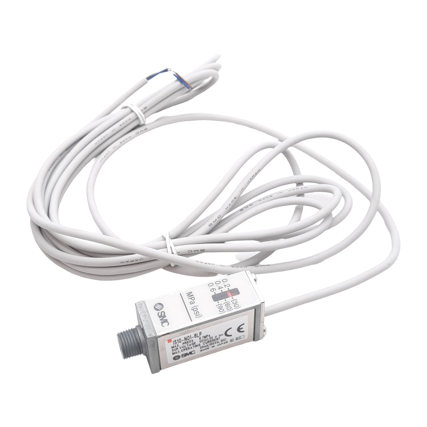 New SMC IS10-N01-6LP Pressure Switch, 0.1-0.6MPa Set, 100VAC/DC 20mA, 3m Lead Wire